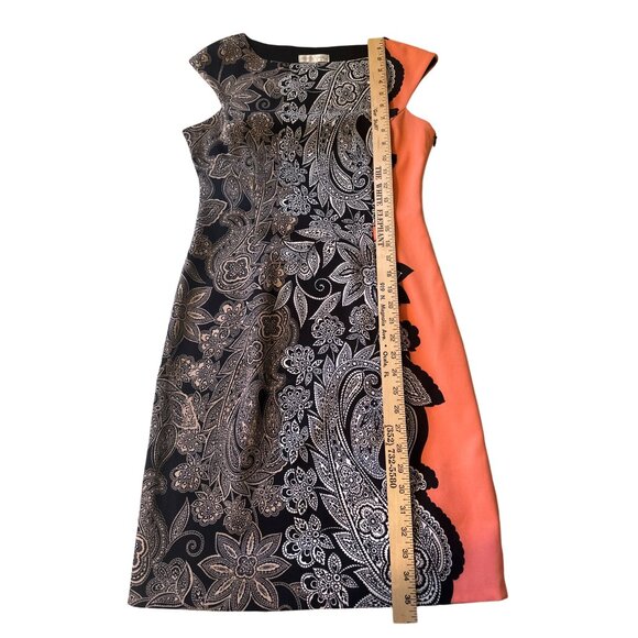 💖London Times Women's Size 6 Sleeveless Black & Peach Floral Print Dress - Picture 4 of 5